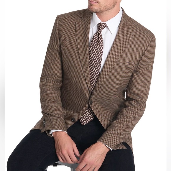 Lauren Ralph Lauren wool 42L men’s classic fit suit jacket blazer houndstooth - Picture 1 of 15